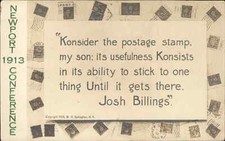 Josh Billings Consider Postage Stamp Philately 1913 Newport NH Convention RPPC picture