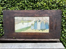 VTG Hand Carved Wood Frame Folk Art Rustic Black Forest Style Ducks Scene picture