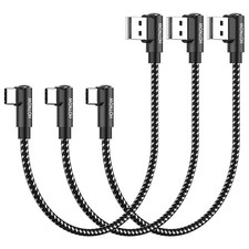 USB to USB C Cable 90 Degree 1FT 3Pack, Short Right Angle USB C Cable Black 3 picture