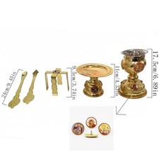 Orthodox Diskos Icon Plate Set Golden Red Altar Home Church Religious Decors picture