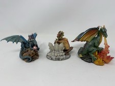 Lot of 3 Yardworks Original Mystical Magic Dragons Colorful Resin Figurines picture