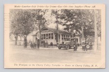 Postcard Wanigan Gas Station Gas Pumps Ice Cream Cherry Valley Turnpike NY ~1932 picture