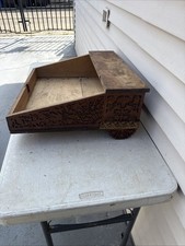 Antique Hand Carved Quran Stand Slant Desktop For Restoration. Missing Parts. picture
