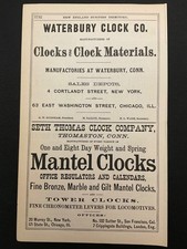 1883 Antique Ad Page Waterbury Clocks & Seth Thomas Tower Clocks, New York, NY picture