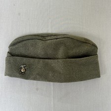 Vintage USMC Marine Corps Wool Garrison Cap EGA WWII Korean War Era Piss Cutter picture