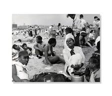 1950s Crowded New York City Beach Scene, Family Fun, Vintage Photo Reprint picture