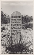 John Heath Grave Tombstone Arizona Lynched 1884 Boothill 40s RPPC Photo Postcard picture