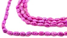 Fuchsia Vintage Japanese Rice Pearl Beads 3mm Pink Oval 16 Inch Strand picture