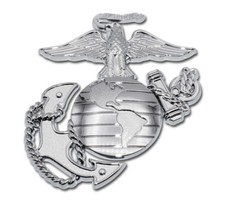 MARINE CORPS 3X3 INCH EGA CHROME MEDALLION EMBLEM MADE IN USA  picture
