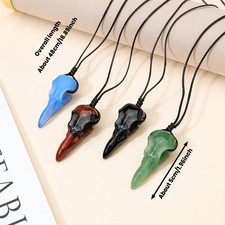 1pc Aventurine Obsidian Crow Skull Hanging Ornament Gothic Decor Gift picture