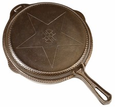 Vintage Lodge Hammered Finished 4-IN-1 Cast Iron Double Skillet Set picture