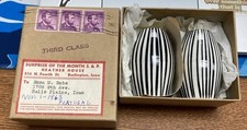 Vintage Secla Black & White Drum Style Salt & Pepper Shakers Portugal picture