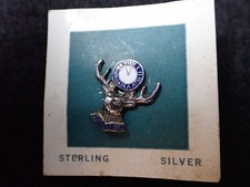Vintage IBPOEW Elks Sterling Silver Lapel Pin Enamel Clock on Original Card picture