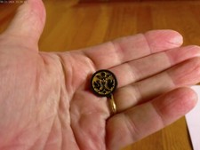Vintage Phoenix Birds Button Black with Carved Gold Glass? See photos Rare picture