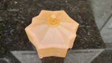 Antique Satin Frosted Peach Covered Star Shape Footed Vanity Powder Box~ Unusual picture