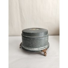 Antique 1930s Musical Powder Box US Patent 2009804 Footed Trinket Box Working picture