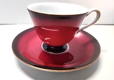 Vintage Wako Tea Cup & Saucer Japan Red Black Gold Trim picture