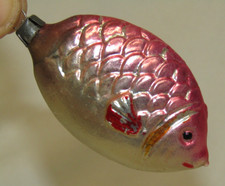 West German Antique Bumpy Pink Glass Fish Vintage Christmas Ornament 1950's picture