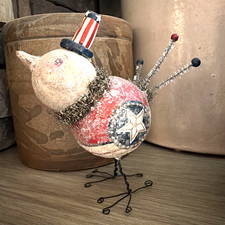 Johanna Parker Bethany Lowe Patriotic Bird Figurine Paper Mache Folk Art picture