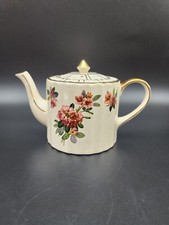 Vintage PRICE BROS. England Floral  Ceramic Teapot Gold Trim and Accents  picture