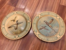 Lot 2 Vintage Baret Ware England Metal Plates Mallards & Pheasants 10” Wall Hang picture