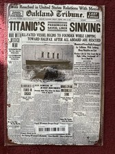 Oakland Tribune Newspaper From April 15,1912 Titanic Sinking Metal Vintage Sign picture