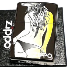 Zippo Oil Lighter Sexy Back Lady Girl Black Nickel Printed Regular Case Japan picture