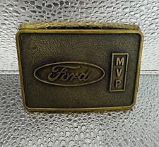 Ford Motor Company MVP Brass Tone Theme Advertising Belt Buckle Collectible picture