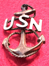 Rare Pre-1920 US Navy USN Anchor Visor Cap Badge Pin WWI Era Original-SEE STORE picture