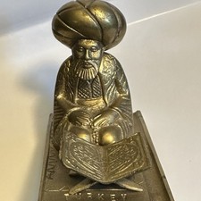Solid brass Antique Muslim Scholar Sculpture. Vintage. Religious. Islam. Arabica picture