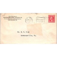 1921 Porter Brothers Textile Co Philadelphia Postal Cover Envelope TG7-PC3 picture