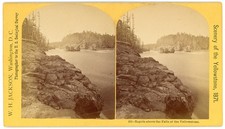 YELLOWSTONE STEREOVIEW - Rapids above Upper Falls - WH Jackson c1871 picture