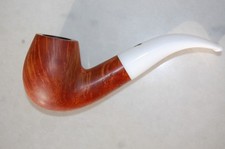 Mastro Geppetto Smooth Bent Billiard Liscia Estate Pipe with White Stem picture