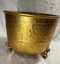 Mid-Century LARGE  VTG Japanese Gilt Brass Archaistic Censer Bowl 10”H X 13L picture