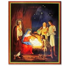 Nativity of Christ Russian Wooden Icon 8 3/4