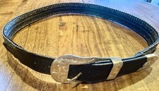 Vintage Elk Creek Sterling Silver Ranger Belt Size 36 Braided Horsehair Leather picture
