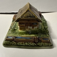 VTG ERPHILA MAJOLICA CERAMIC BLACK FOREST PEASANT HOUSE INKWELL, GERMANY-READ  picture