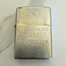 Vintage 1958 Zippo Lighter USAF Controller School Military Engraved Pat 2517191 picture