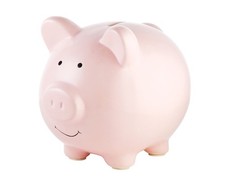 Pearhead Large Ceramic Piggy Bank, Kids Money and Coin Bank, Light Pink picture