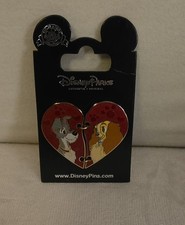 Disney Parks Lady And The Tramp Two Piece Heart Pin ~ New picture