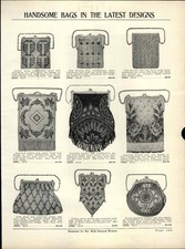 1927 PAPER AD Ladies Rhinestone Steel Beaded Bag Purse Silver Gold Mesh Enameled picture