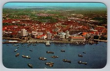 Vintage Singapore City Aerial View Postcard Waterfront & Chinese Boats picture