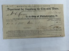1867 Philadelphia Water Rent Billhead Receipt Gothic Typography Ephemera Vtg  picture
