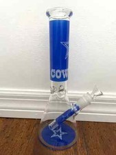 10.5” Premium Glass Water Pipe Beaker Football Dallas Cowboys Boys picture