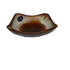 Dryden Art Pottery Arkansas Bowl 5” Square Bowl Brown Drip Glaze-Vintage- USA picture