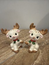 Adorable Vintage Lefton Christmas Reindeer Salt & Pepper Shakers #1669 Japan picture