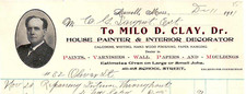 Vintage BILLHEAD*1911 MILO CLAY*House Painter*Interior Designer*Lowell MA (O20) picture