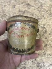 Antique Miniature CANDY TIN Pail, MERRY CHRISTMAS picture