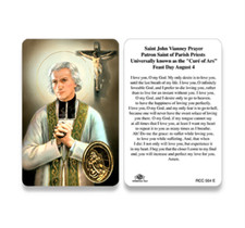 Saint St. John Vianney - Patron of Parish Priests - Plastic stock Holy Card picture