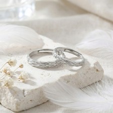 925 Sterling Silver Elegant Feather Pattern S925 Sterling Silver Adjustable Coup picture